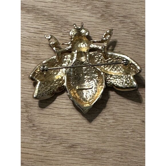 Don-Lin Gold Tone Enamel Bee Wasp Fly Insect Brooch Pin Signed Colorful - Picture 4 of 9